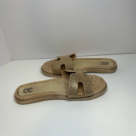 Cindy Claire Studded Jewel Rubber Flat Sandals Slip On Slides Womens Designer - Picture 8 of 9